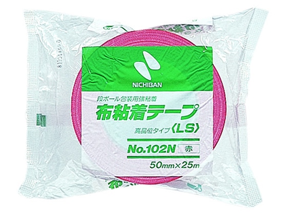 ニチバン 布粘着テープ 50mm×25m 102N1-50赤 1巻（ご注文単位1巻)【直送品】