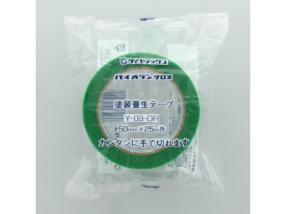 ダイヤテックス パイオラン 塗装養生用50mm×25m グリーン  Y-09-GR 1巻（ご注文単位1巻)【直送品】