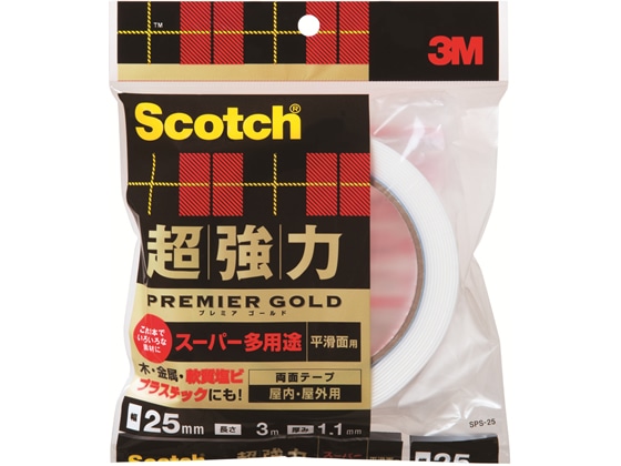 3M スコッチ超強力両面テープ プレミアゴールド25mm×3m 1巻（ご注文単位1巻)【直送品】