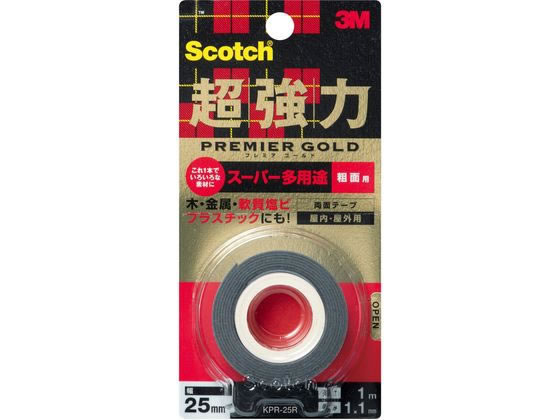 3M スコッチ 超強力両面テープ プレミアゴールド粗面用25mm×1m 1巻（ご注文単位1巻)【直送品】