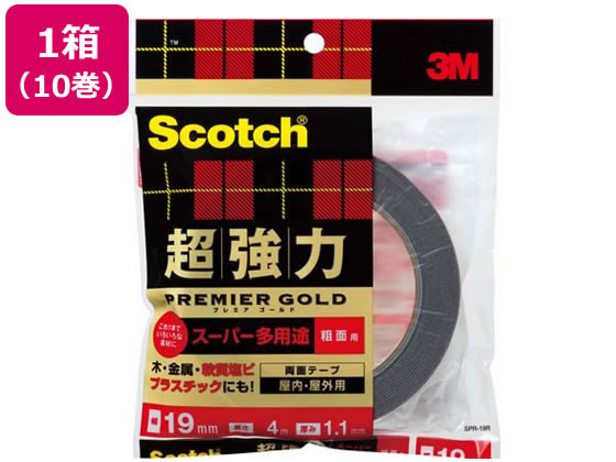 3M スコッチ 超強力両面テープ プレミアゴールド粗面用19mm 10巻 1箱（ご注文単位1箱)【直送品】