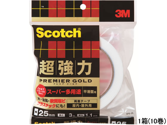 3M スコッチ 超強力両面テープ プレミアゴールド25mm×3M 10巻 1箱（ご注文単位1箱)【直送品】