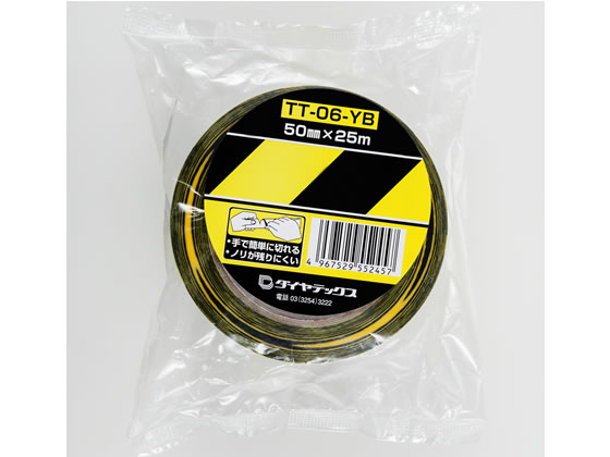 ダイヤテックス 標示テープ ストライプ柄 幅50mm×25m TT-06-YB 1巻（ご注文単位1巻)【直送品】