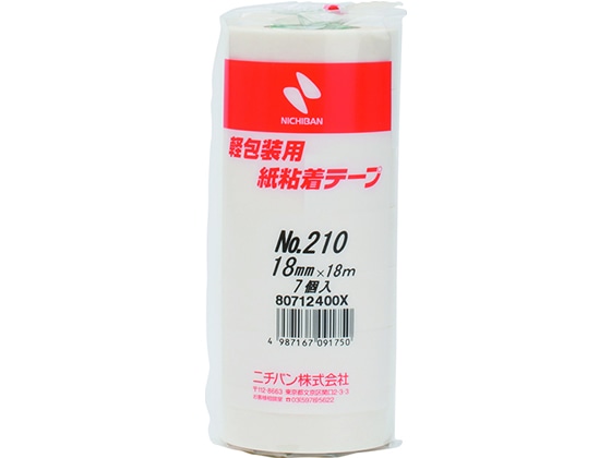 ニチバン 紙粘着テープ 18mm×18m 7巻 210-18 1パック（ご注文単位1パック)【直送品】