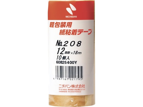 ニチバン 紙粘着テープ 12mm×18m 10巻入 208-12 1パック（ご注文単位1パック)【直送品】