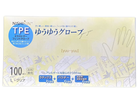 錦尚金 ゆうゆうグローブTPE 手袋 L 100枚 384903 1箱（ご注文単位1箱)【直送品】