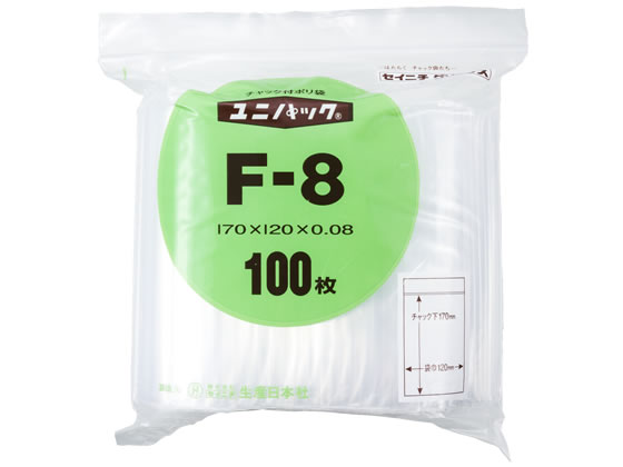 セイニチ ユニパック厚口 F-8 120*170*0.08mm 100枚 #6651516 1束（ご注文単位1束)【直送品】