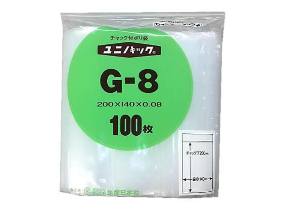 セイニチ ユニパック厚口 G-8 140*200*0.08mm 100枚 #6651517 1パック（ご注文単位1パック)【直送品】