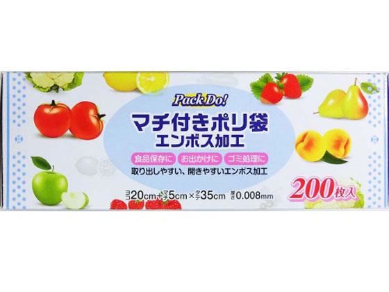 日本技研工業 パックドゥ マチ付き ポリ袋 200枚 PD-F200 1箱（ご注文単位1箱)【直送品】