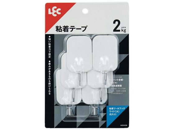 レック 粘着ツ-ルフックワイド(大) 耐荷重2kg 6個入 H00438 1パック（ご注文単位1パック)【直送品】