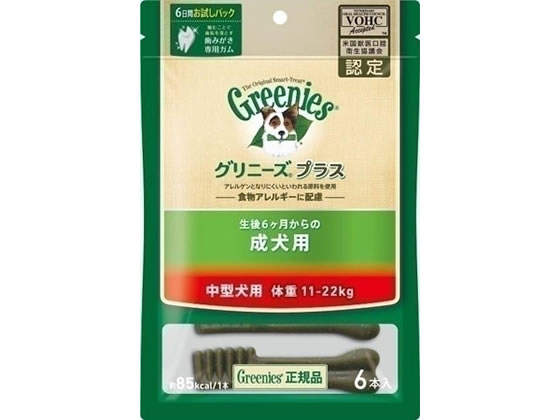 グリニーズプラス 成犬用中型犬用体重11～22kg 6本 1パック（ご注文単位1パック)【直送品】