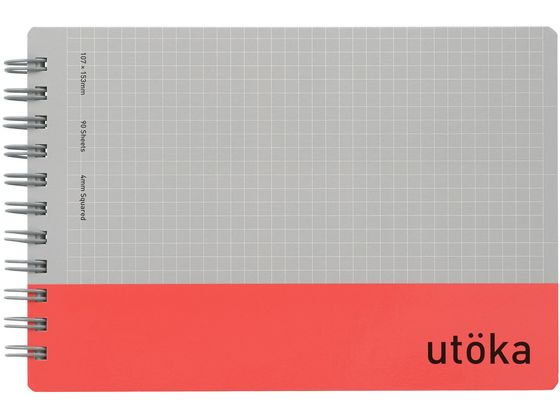 マルマン ウトカ リングノート 4mm方眼罫 ポケットサイズ 90枚 レッド 1冊（ご注文単位1冊）【直送品】