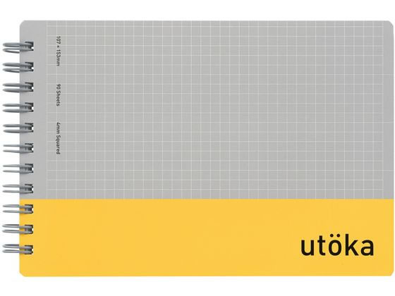 マルマン ウトカ リングノート 4mm方眼罫 ポケットサイズ 90枚 イエロー 1冊（ご注文単位1冊）【直送品】
