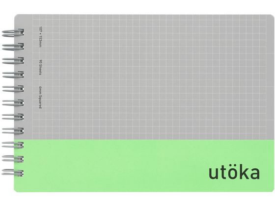 マルマン ウトカ リングノート 4mm方眼罫 ポケットサイズ 90枚ライトグリーン 1冊（ご注文単位1冊）【直送品】