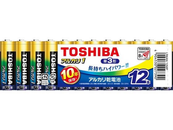 東芝 アルカリ電池 アルカリ1 単3 12本 LR6AN 12MP 1パック（ご注文単位1パック）【直送品】