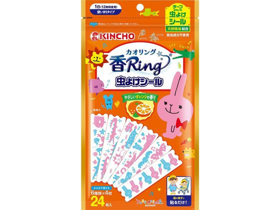 金鳥 カオリング虫よけシール ゆるあにまる 24枚(6枚×4シート) 1パック（ご注文単位1パック）【直送品】