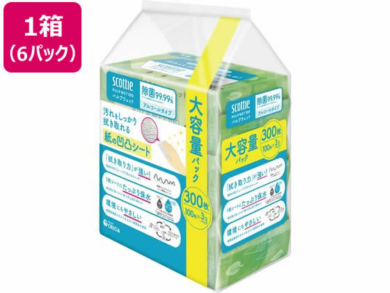 クレシア スコッティ PULP WET 100 除菌アルコール 3個×6パック 1ケース（ご注文単位1ケース）【直送品】