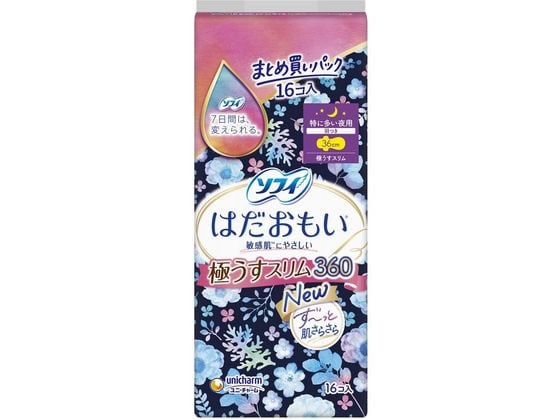 ユニ・チャーム ソフィ はだおもい 極うすスリム 特に多い夜羽付16コ 1個（ご注文単位1個）【直送品】