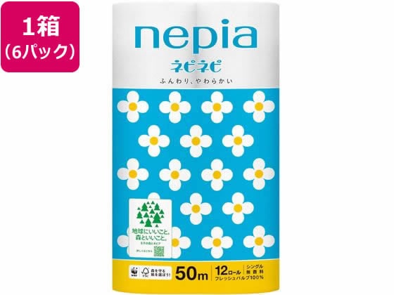 王子ネピア ネピネピトイレットロール 12ロール シングル 6パック 1箱（ご注文単位1箱）【直送品】