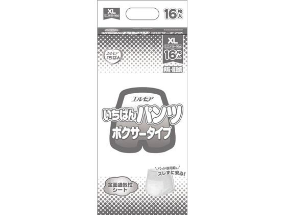 カミ商事 エルモアいちばん パンツ ボクサータイプ XL 16枚 1パック（ご注文単位1パック）【直送品】