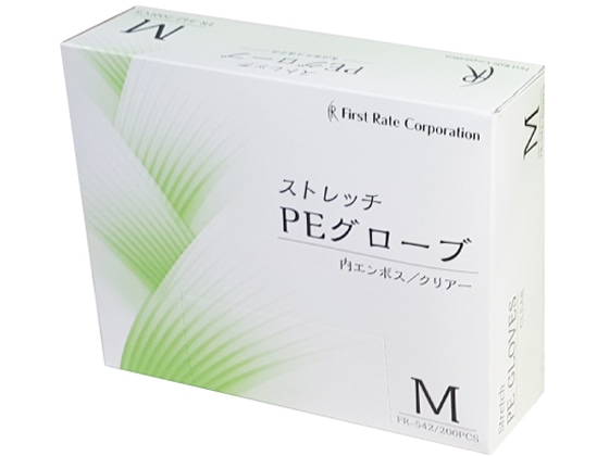 ファーストレイト ストレッチPEグローブ クリアー M 200枚 FR-542 1箱（ご注文単位1箱）【直送品】