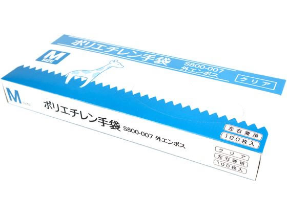 つばさ ポリエチレン手袋 外エンボス Mサイズ クリア 100枚 1箱（ご注文単位1箱）【直送品】