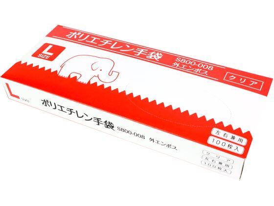 つばさ ポリエチレン手袋 外エンボス Lサイズ クリア 100枚 1箱（ご注文単位1箱）【直送品】