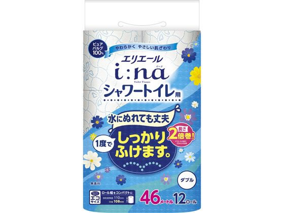 大王製紙 エリエール イーナ トイレットティシュー シャワー用ダブル46m12R 1パック（ご注文単位1パック）【直送品】