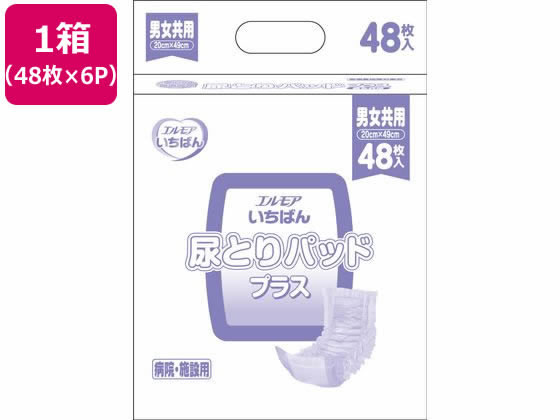 カミ商事 エルモアいちばん 尿とりパッド プラス 48枚×6P 1箱（ご注文単位1箱）【直送品】