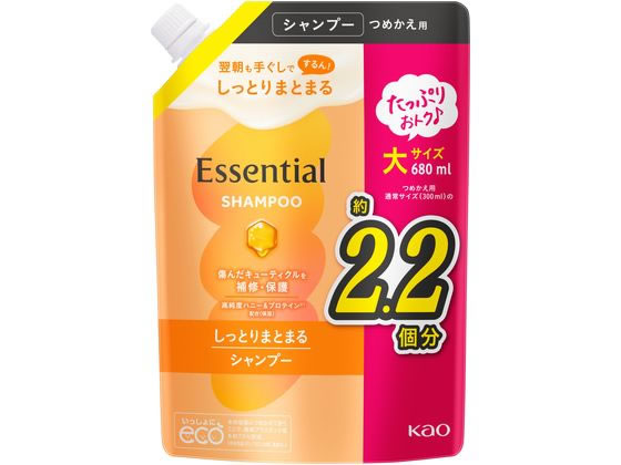 KAO エッセンシャル しっとりまとまる シャンプー 詰替 680mL 1個（ご注文単位1個）【直送品】