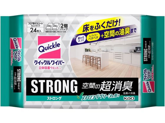 KAO クイックルワイパー 立体吸着ウエットシート ストロング超消臭 24枚入 1パック（ご注文単位1パック）【直送品】