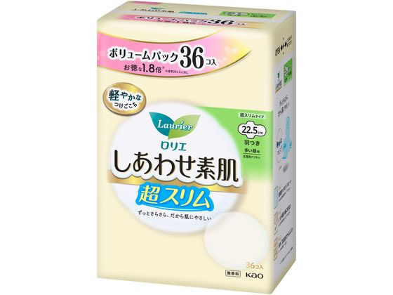 KAO ロリエ しあわせ素肌 超スリム 多い昼用22.5cm 羽付36個 1個（ご注文単位1個）【直送品】