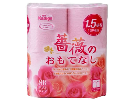 春日製紙 薔薇のおもてなし ピンク ダブル 37.5m 8ロール 1ﾊﾟｯｸ（ご注文単位1ﾊﾟｯｸ）【直送品】