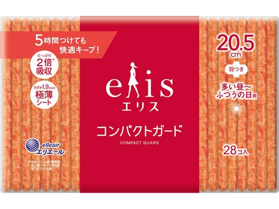 大王製紙 エリス コンパクトガード 多い昼～ふつう 羽つき28枚 1ﾊﾟｯｸ（ご注文単位1ﾊﾟｯｸ）【直送品】