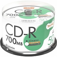 TANOSEE バーベイタム データ用CD-R 700MB 48倍速 ホワイトワイドプリンタブル スピンドルケース SR80FPW50T2 50枚/袋（ご注文単位1袋）【直送品】