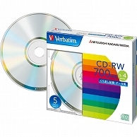 バーベイタム データ用CD-RW 700MB 4倍速 ブランドシルバー 5mmスリムケース SW80QU5V1 5枚/袋（ご注文単位1袋）【直送品】