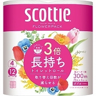 日本製紙クレシア スコッティ フラワーパック 3倍長持ち ダブル 芯あり 75m 香り付き 48ロール/箱（ご注文単位1箱）【直送品】