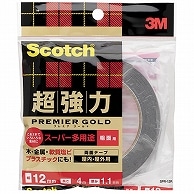 3M スコッチ 超強力両面テープ プレミアゴールド (スーパー多用途) 粗面用 12mm×4m SPR-12R 1巻（ご注文単位1巻）【直送品】