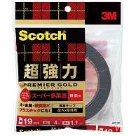 3M スコッチ 超強力両面テープ プレミアゴールド (スーパー多用途) 粗面用 19mm×4m SPR-19R 1巻（ご注文単位1巻）【直送品】