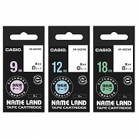 カシオ NAME LAND キレイにはがせて下地がかくせる強粘着テープセット 9・12・18mm 白/黒文字 XR-MIX-GCWE-3P 各サイズ1個 1箱（ご注文単位1箱）【直送品】