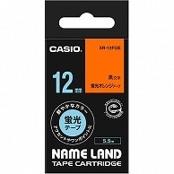 カシオ NAME LAND 蛍光テープ 12mm×5.5m 蛍光オレンジ/黒文字 XR-12FOE 1個（ご注文単位1個）【直送品】