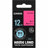 カシオ NAME LAND 蛍光テープ 12mm×5.5m 蛍光ピンク/黒文字 XR-12FPK 1個（ご注文単位1個）【直送品】