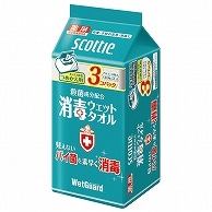 日本製紙クレシア スコッティ 消毒ウェットタオル つめかえ用 1パック 40枚 3個/袋（ご注文単位1袋）【直送品】