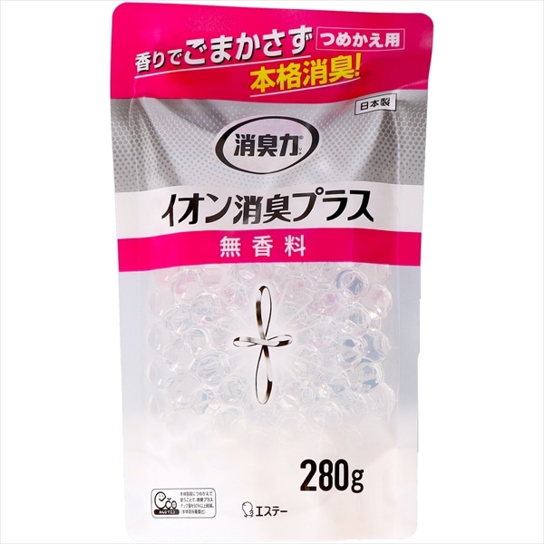 エステー　消臭力　クリアビーズ　イオン消臭プラス　消臭剤　つめかえ　無香料　280G 1個（ご注文単位1個）【直送品】