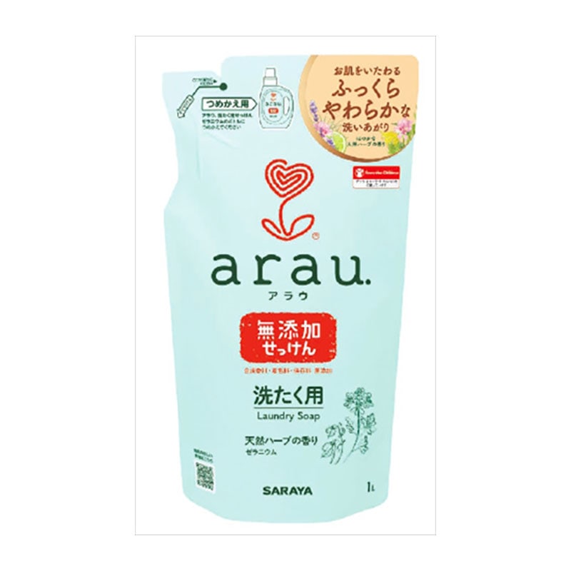 サラヤ　アラウ　洗たくせっけん　ゼラニウム　詰替用　1L 1個（ご注文単位1個）【直送品】