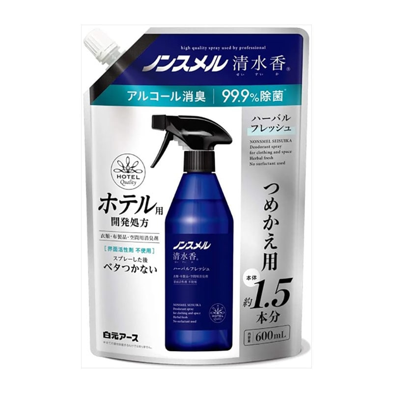 白元アース　ノンスメル清水香　ハーバルフレッシュの香り　つめかえパウチ　600ML 1個（ご注文単位1個）【直送品】