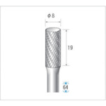 トラスコ中山 ナカニシ 超硬カッター 円筒(ダブルカット) 刃径8mm 刃長19mm（ご注文単位1本）【直送品】