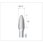 トラスコ中山 ナカニシ 超硬カッター 砲弾(シングルカット) 刃径9.5mm 刃長19mm（ご注文単位1本）【直送品】