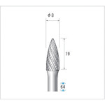 トラスコ中山 ナカニシ 超硬カッター 砲弾(ダブルカット) 刃径8mm 刃長19mm（ご注文単位1本）【直送品】