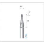 トラスコ中山 ナカニシ 超硬カッター テーパー(ダブルカット) 刃径6mm 刃長19mm（ご注文単位1本）【直送品】